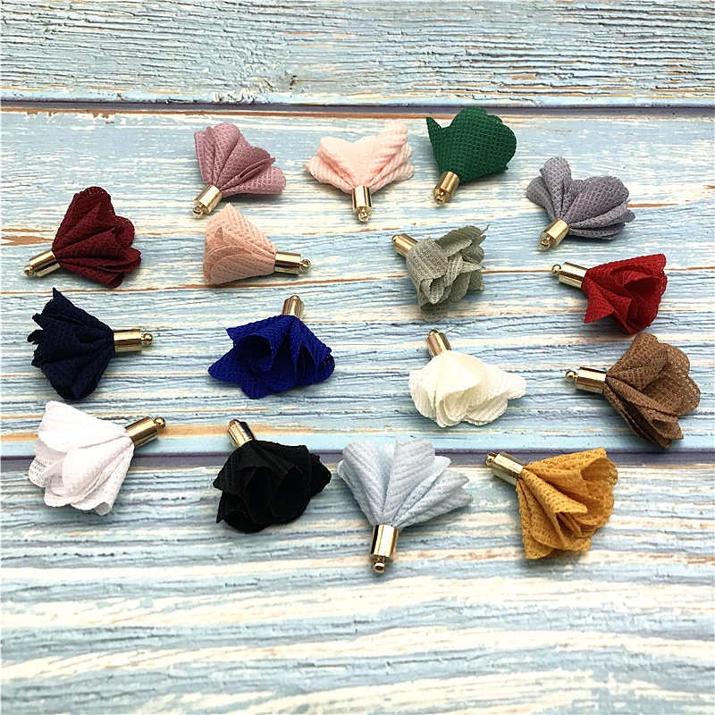 100 шт./лот разноцветные колпачки из сплава подвески в виде цветов кисточки для