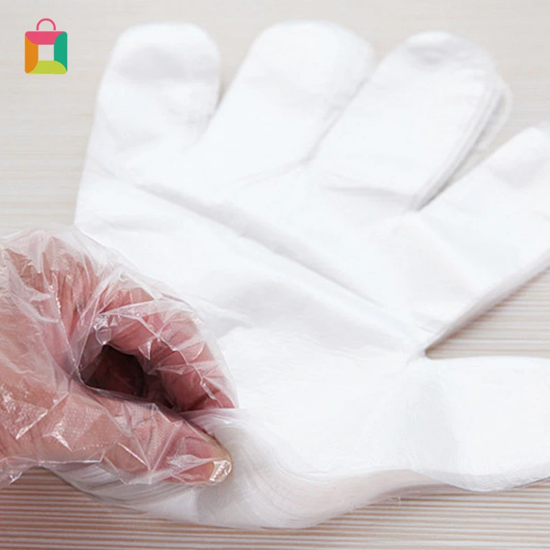 

100pcs/SET Disposable Gloves One-off Plastic Gloves Restaurant BBQ Transparent Eco-friendly PE Gloves Kitchen Garden accessories