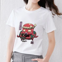 womens fashion short sleeved top casual cute octopus pattern printing series basic t shirt o neck slim ladies commuter clothing
