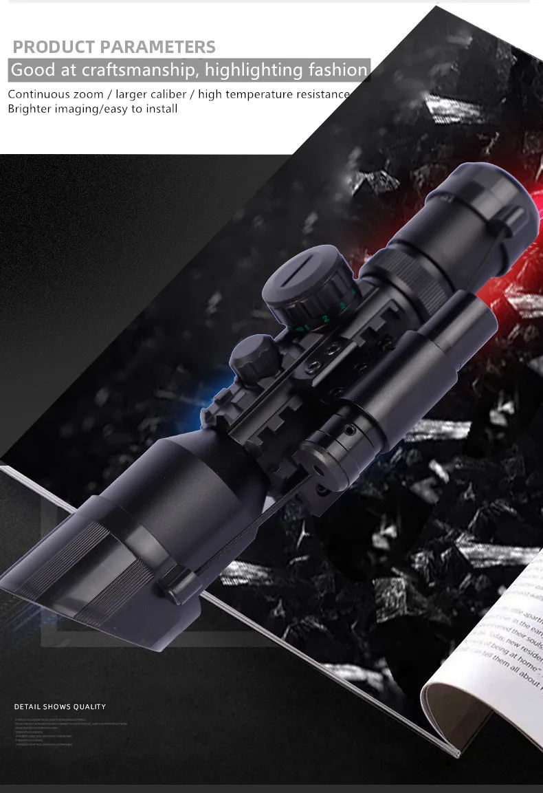 M9 3-10x42EG Tactical Optics Reflex Sight Riflescope Picatinny Weaver Mount Red Green Dot Hunting Scopes with Laser | Спорт и