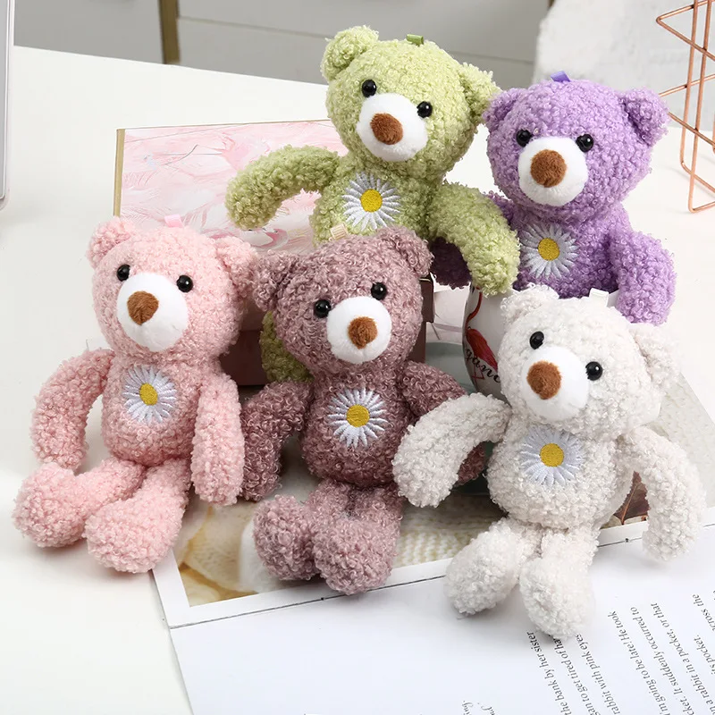 

Free ship 10pcs lot 18cm teddy bear plush toys small pendant for backpack mini animal stuffed toys christmas birthday gift