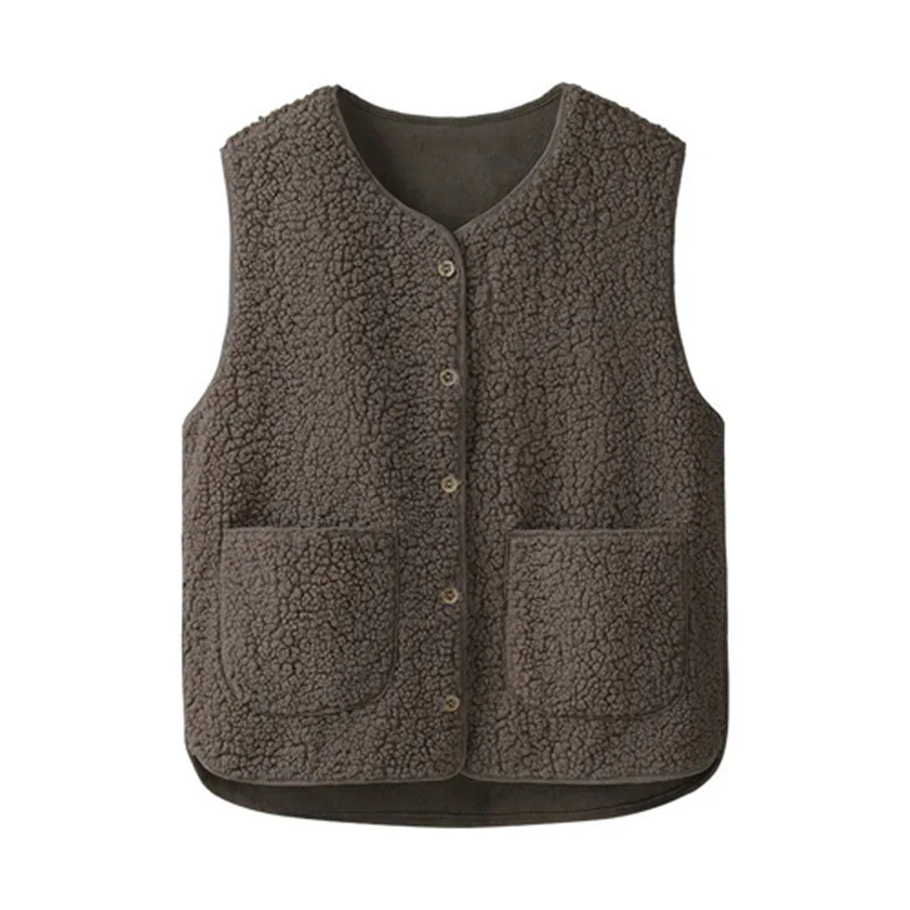 

spring autumn women vests classic warm waistcoats solid soft sleeveless jackets leisure thermal lambs woolen lady streetwear 165