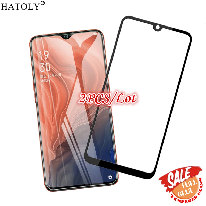 2 uds cristal adhesivo completo OPPO Reno Z Protector de pantalla para OPPO Reno Z vidrio templado cobertura completa vidrio Protector para OPPO Reno Z-0