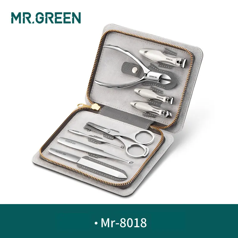 MR.GREEN 8 in1 Manicure Set Stainless Nail Clippers Cuticle Utility Manicure Set Tools Nail Care Grooming Kit Nail Clipper Set
