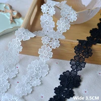 3 5cm wide luxury white black 3d flowers guipure lace fabric embroidery fringe ribbon diy dress collar trimmings sewing supplies