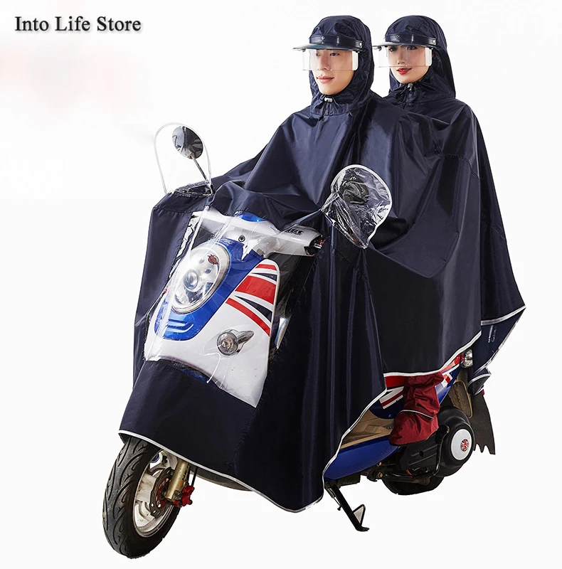 

Big Motorcycle Raincoat Electric Bike Rain Coat Double Rain Poncho Men Women Adult Plus-Sized Large Rain Clothing Rainwear
