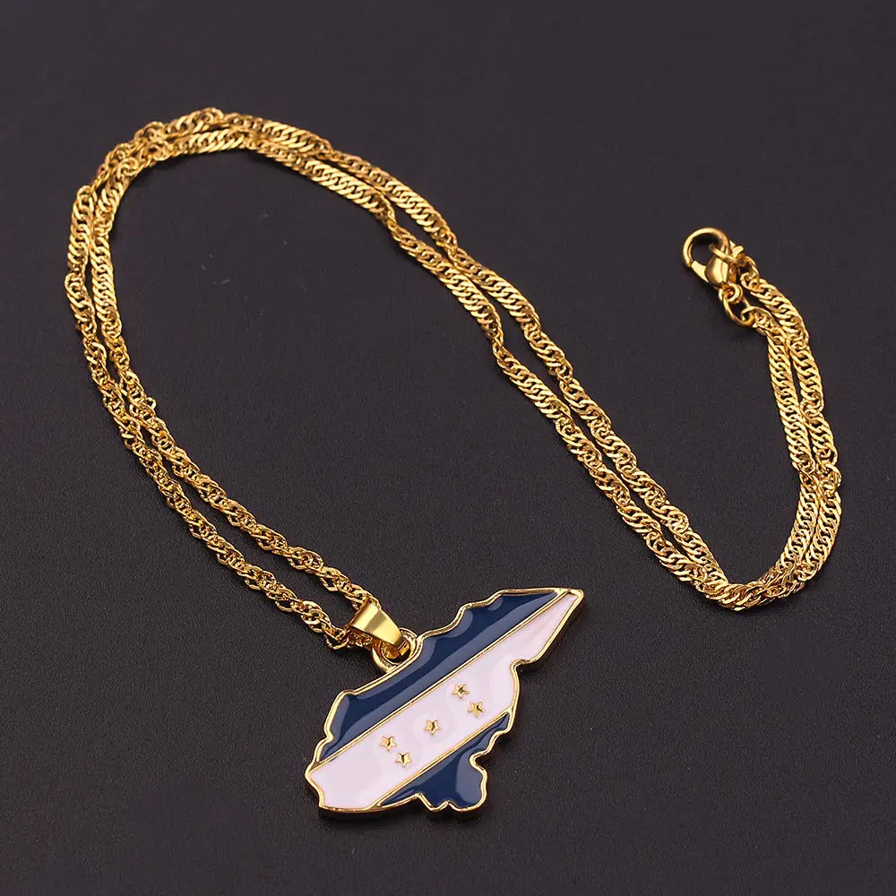 Подвеска с национальным флагом Гондураса ожерелье картой цепочка золотого цвета