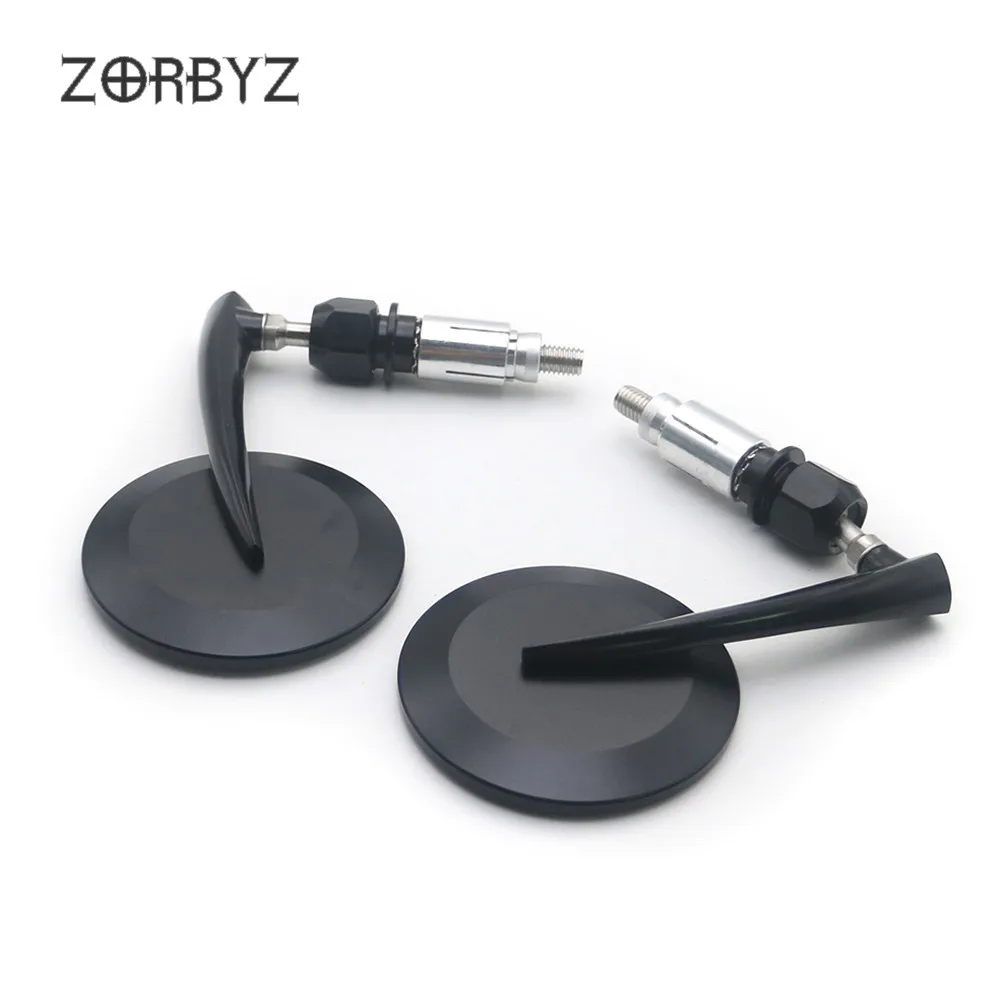 Черные мотоциклетные боковые зеркала заднего вида ZORBYZ с круглой ручкой в стиле
