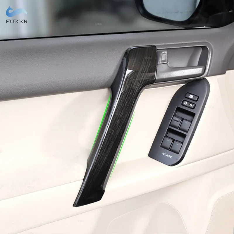 ABS Chrome / Black Wood Style Car Accessories Door Pull Handle Sticker Trim For Toyota Land Cruiser Prado FJ150 150 2010 - 2019