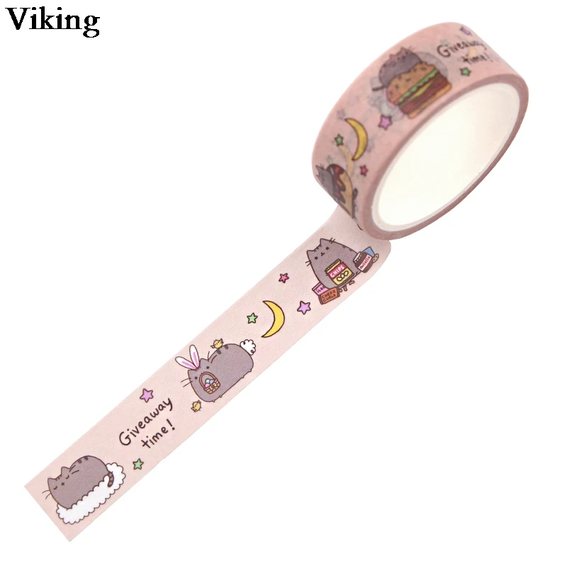 15mmX5m клейкая лента с мультяшным котом подарочная время Васи симпатичная