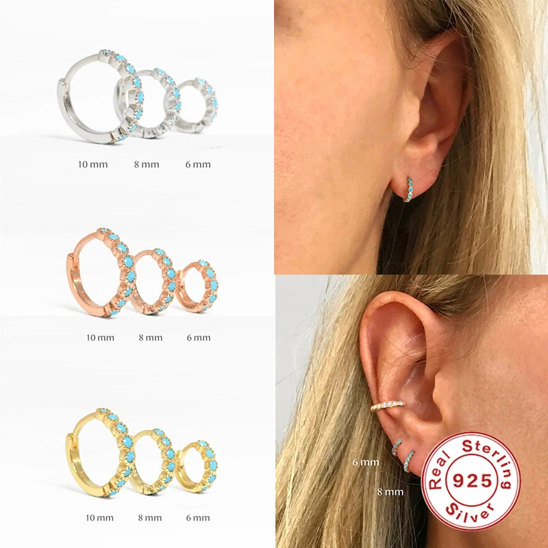 Горячая Распродажа серьги кольца из стерлингового серебра 925 пробы с бирюзой