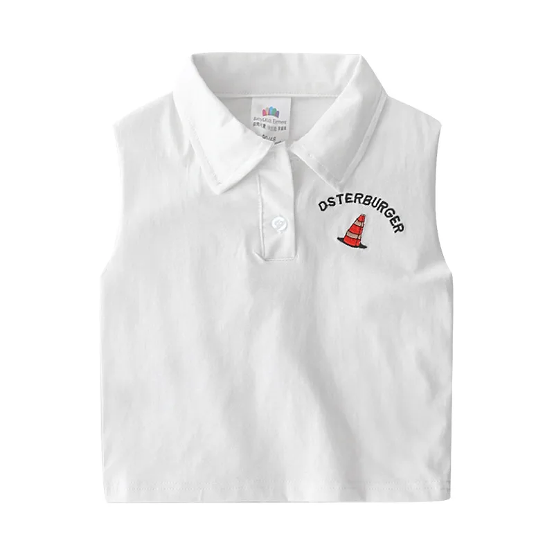 

Baby Lapel T-shirt 2021 Summer New Boy Children's Children's Sleeveless Cartoon T-shirt