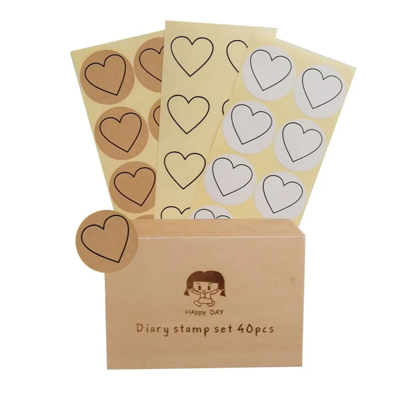 

100pcs per pack kraft transparent Round Love Irregular Line Sealing Sticker Valentine's Day Gift Sticker