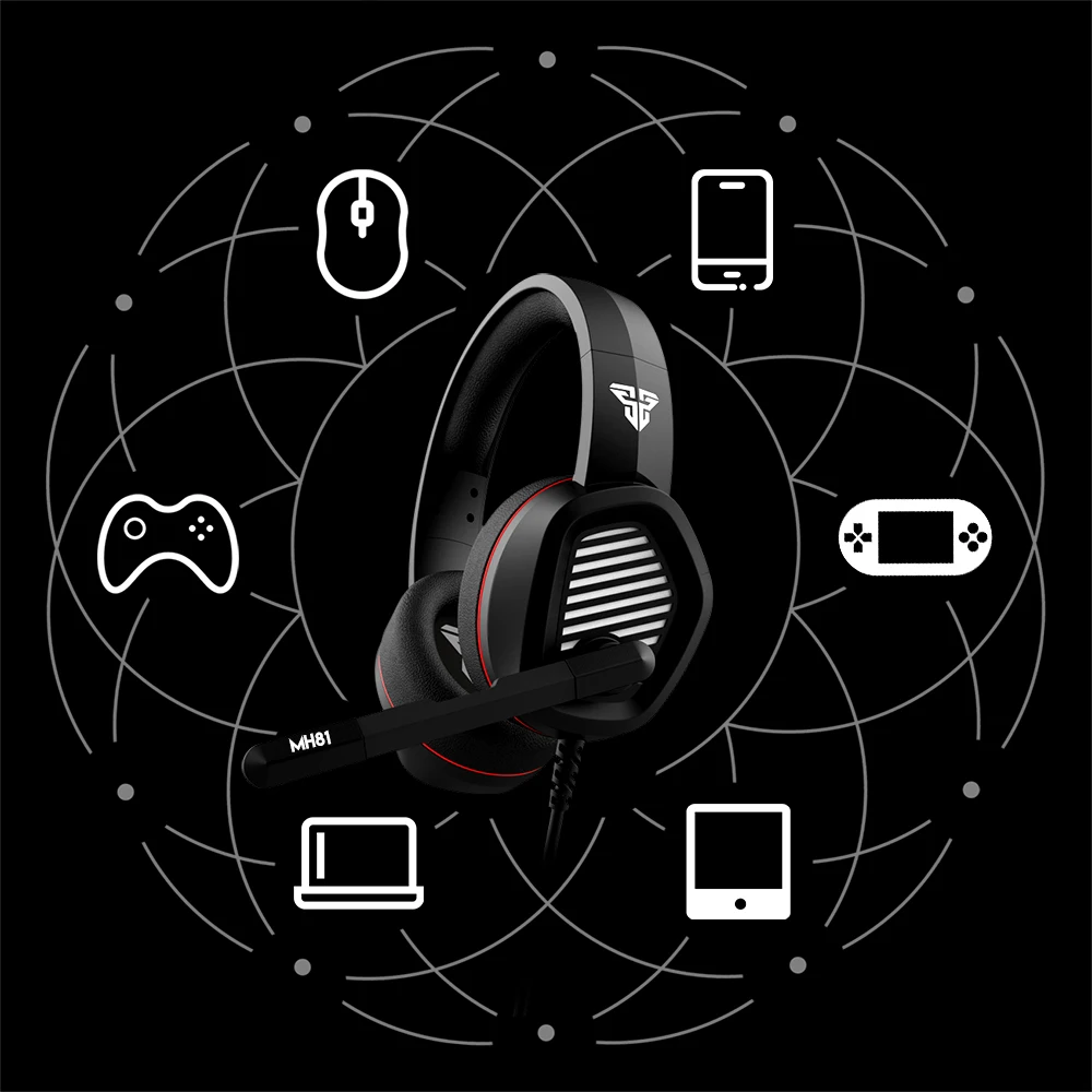 FANTECH MH81, черные наушники с разъемом 3,5 мм, с микрофоном, широкая звуковая поле, профессиональная Проводная игровая гарнитура для ПК, игры