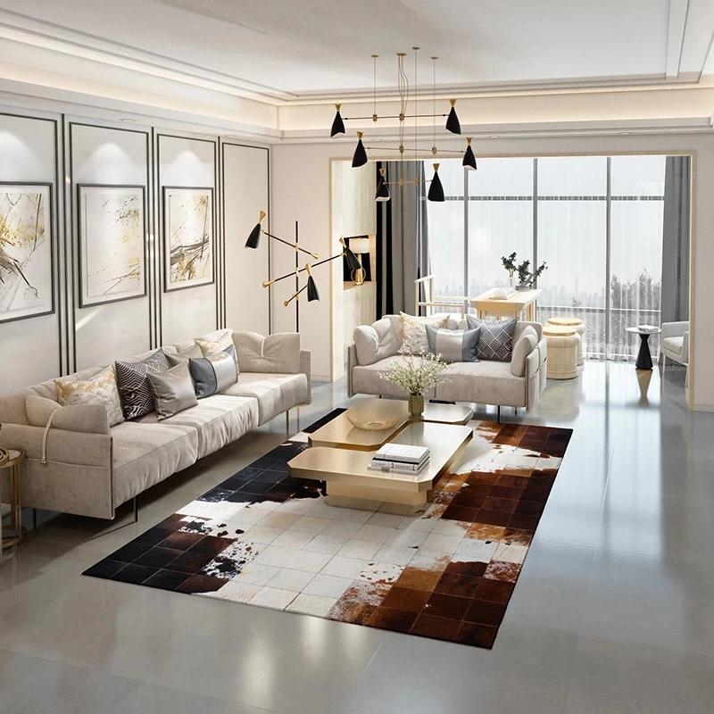 Ковер из воловьей кожи в американском стиле ковер пэтчворк натуральный мех