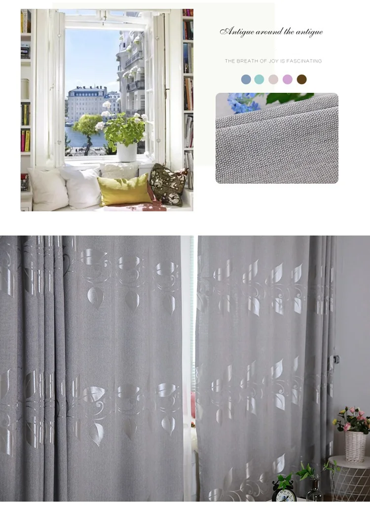 Curtains for Living Dining Room Bedroom Modern Simple Brief Silver Curtain Pure Color Knit Blackout Window Decoration Curtains