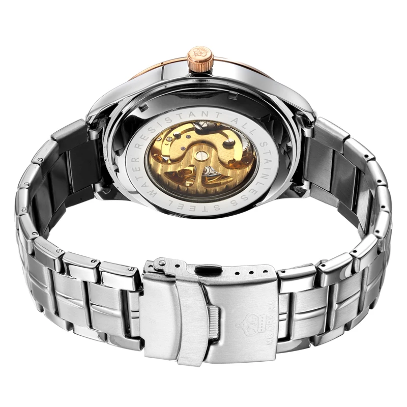 Часы мужские механические с большим циферблатом и кожаным ремешком | Наручные