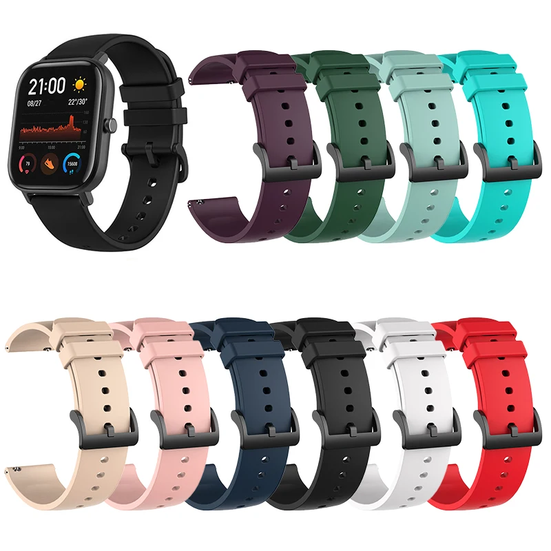 Ремешок силиконовый для Xiaomi Huami Amazfit GTR 42 мм браслет GTS аксессуары смарт-часов Mi
