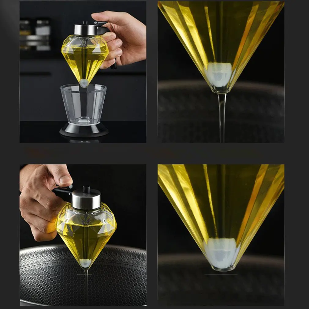 

Diamond Oil Bottle Glass Press Seasoning Vinegar Oil Bottle Household Oil Storage Tool Practical Kitchen Tool