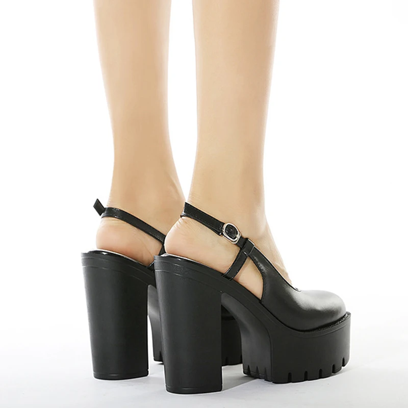 

Women Heels Female Spring Summer Platform Pumps Shoes Ladies Black Slingbacks Buckle Strap Pumps Girls Nightclub Sexy High Heels