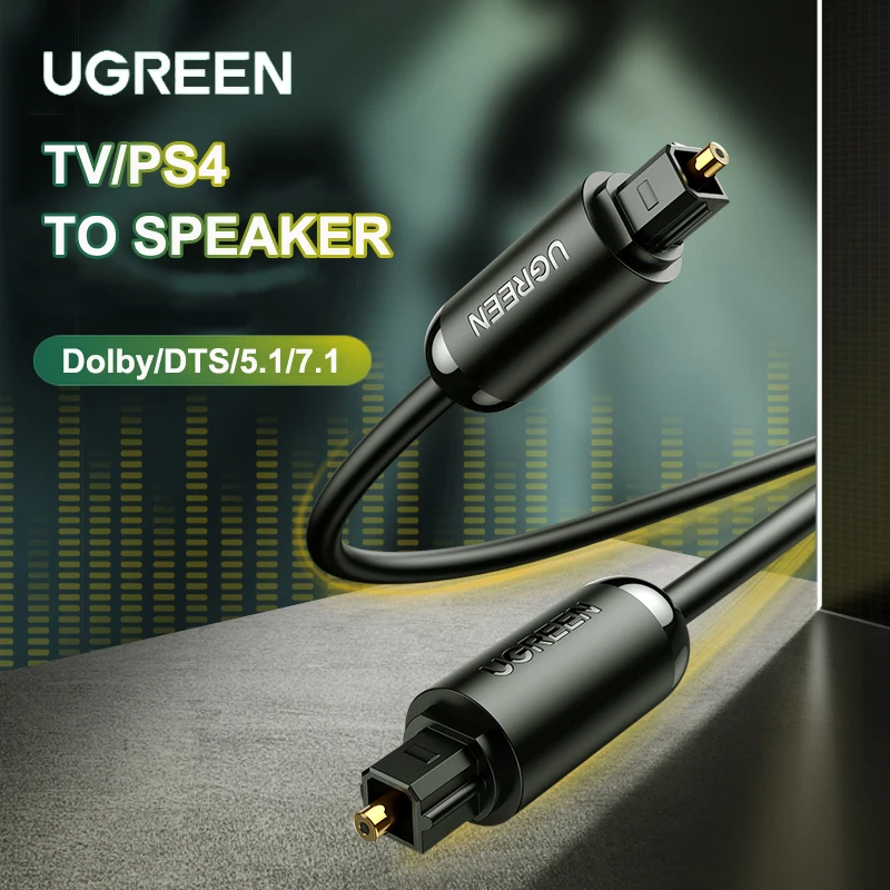Цифровой оптический аудиокабель Ugreen Toslink 1 м 3 коаксиальный кабель SPDIF для
