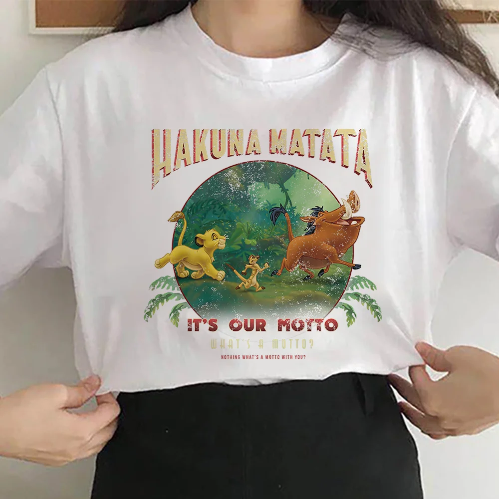 

HAKUNA MATATA IT'S OUR MOTTO New Disney Lion King Print T shirt Women Harajuku Trend T-Shirt Casual Streetwear Unisex Tshirt Top