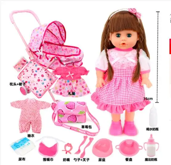 Детская игрушечная тележка кукла новорожденная девочка игровой домик набор