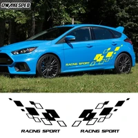 1 set racing lattices graphics sticker both side car body door vinyl decals sport stripes for ford focus st rs hatchback sedan