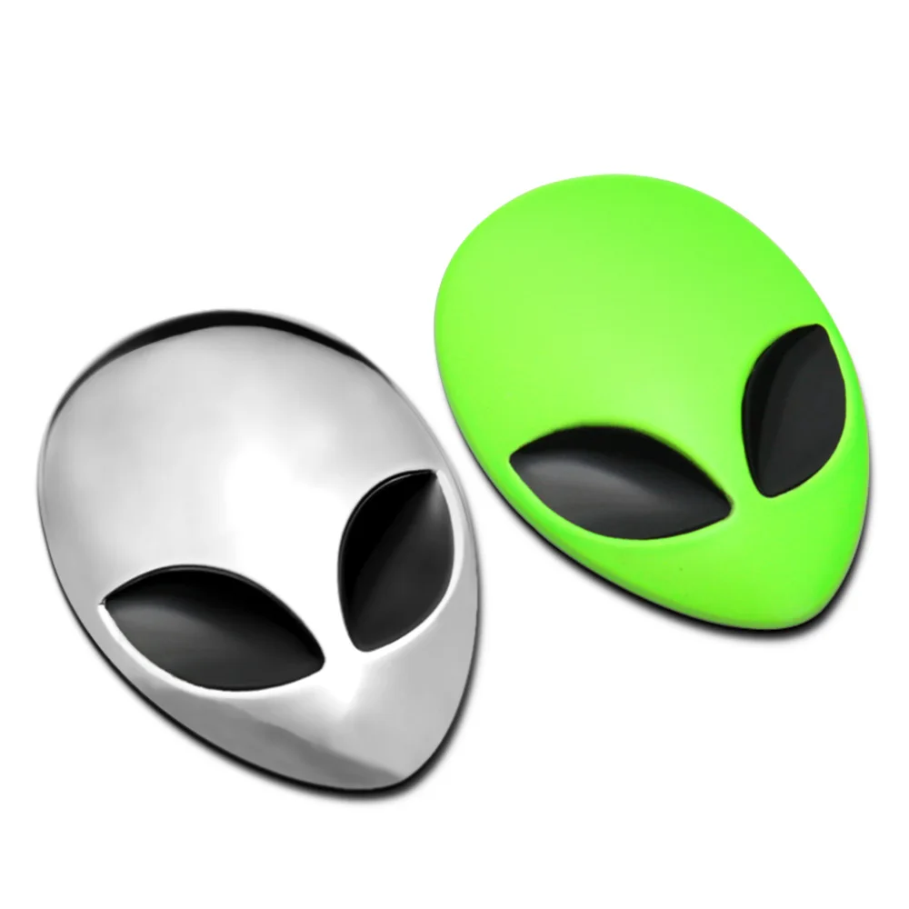 

Car Accessories UFO 3D Emblem Chrome Metal Silver Green Auto Badge Decor Door Trunk Alienware Car Head Cover Styling Decal