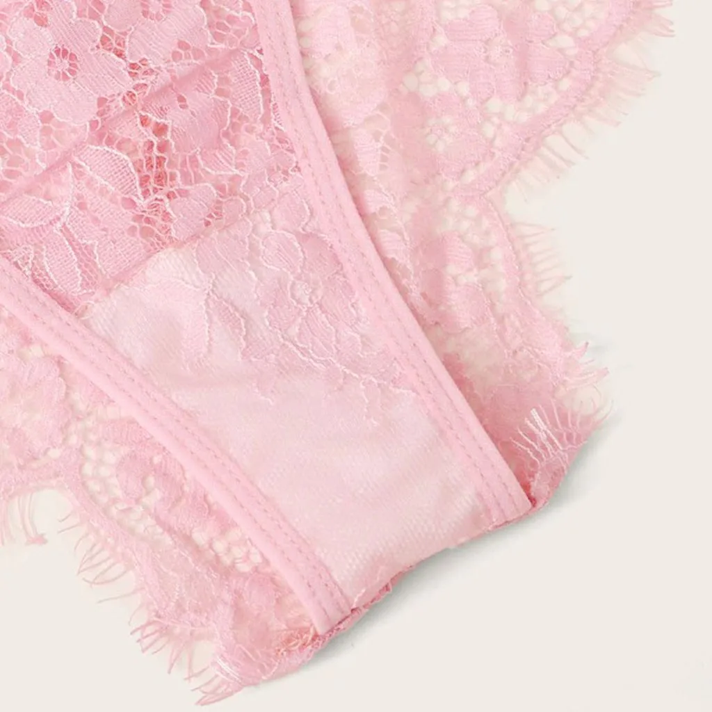 

Fashion Sexy Autumn Women Bra Set Soft Lace Halter Backless Solid Bra Thong Ladies Sleepwear Underwear Lingerie Set S-2XL femme
