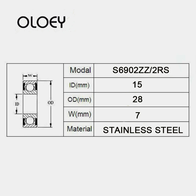 S6902ZZ 2RS высококачественный подшипник из нержавеющей стали S6902-2RS 15*28*7 мм 440C