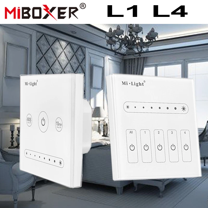 MiBoxer L1 L4 1/4 Channel 0 ~ 10V Светодиодный контроллер диммера сенсорной панели для