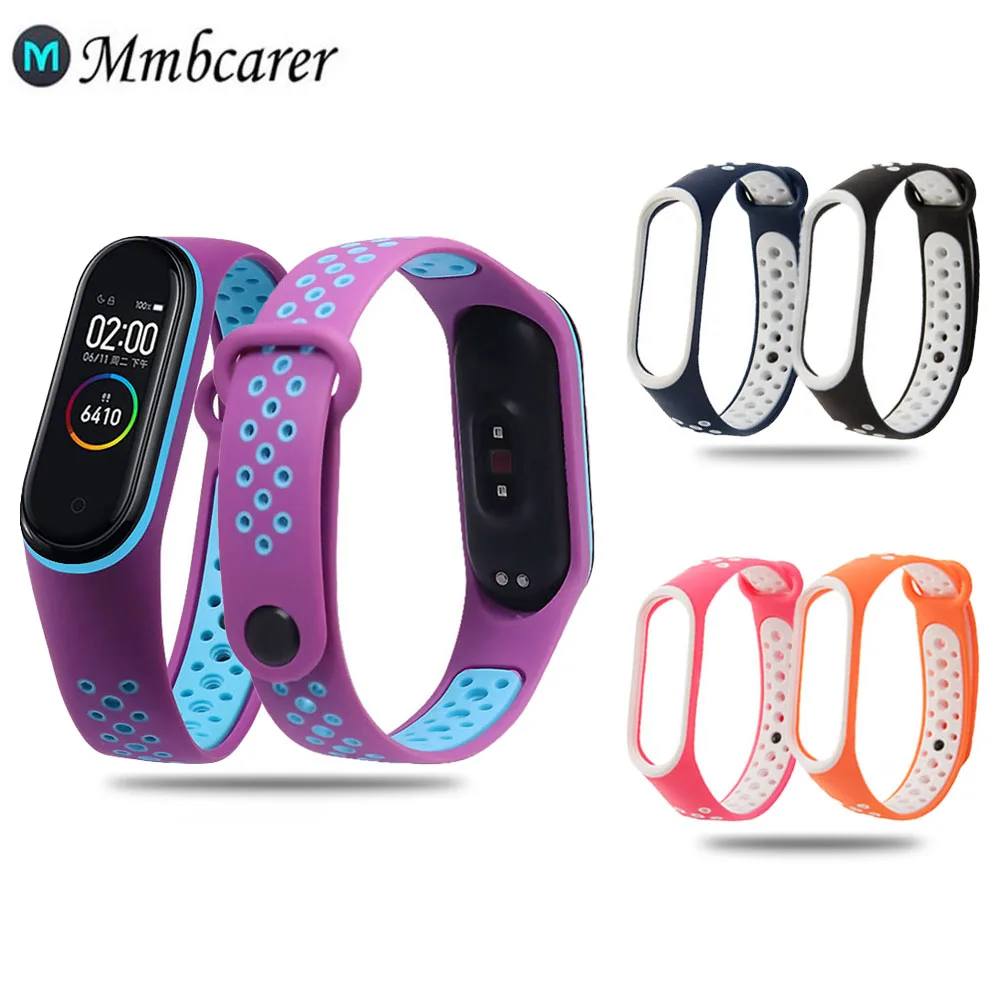 Ремешок силиконовый для Xiaomi Mi Band 3 4 5 6 сменный Воздухопроницаемый браслет