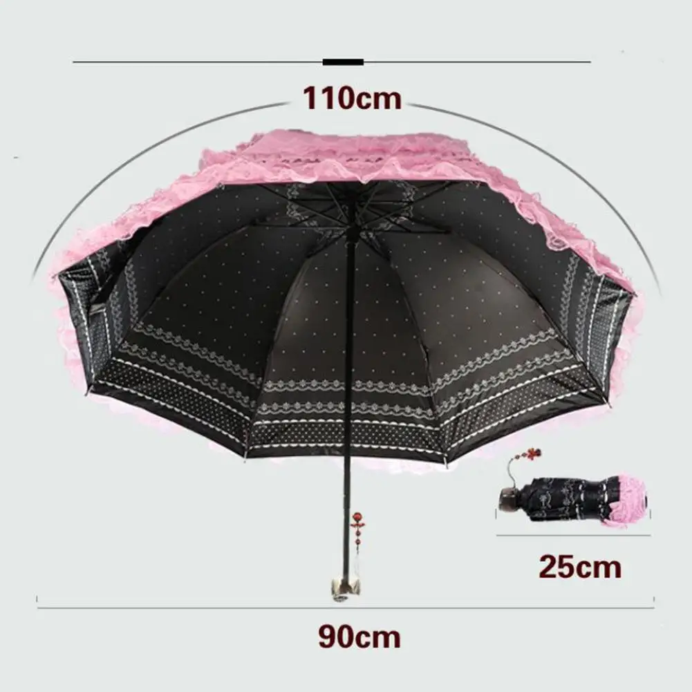

Girls Women Lace Folding Umbrella Sunshade Lightweight UV Protection Parasol