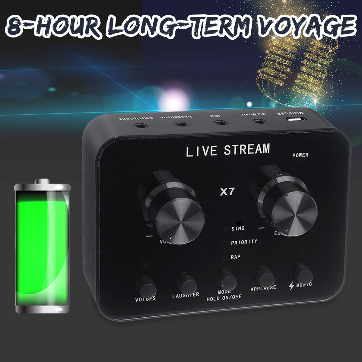 Микрофон X7 со звуковой картой 20 функций голосовой смены микрофон для караоке