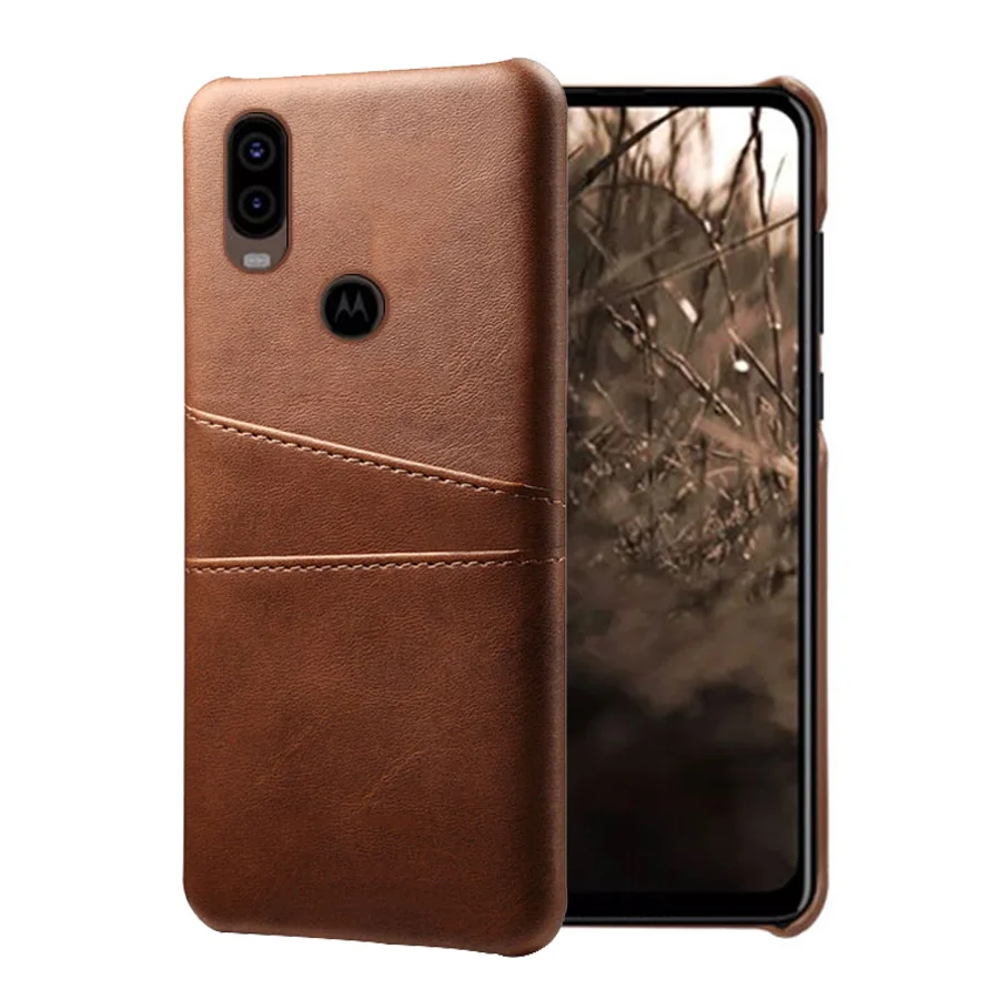 Роскошный кожаный держатель для карт, чехлы для телефонов Motorola MOTO C Plus, E3 power, E4 Play, G4, G5, G5S, G6, G7 power, чехол для телефона - Цвет: Коричневый