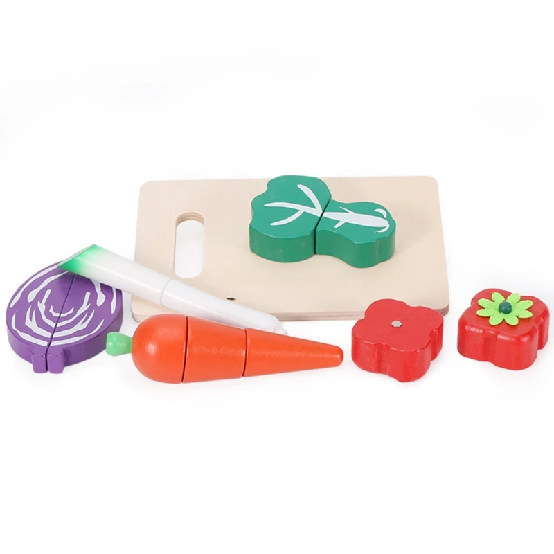 

L9CD Shape Matching Cooking Toy Play Set Kitchen Cutting Vegetable Fruit Models for Children Role Play Preschool Pretend Gift