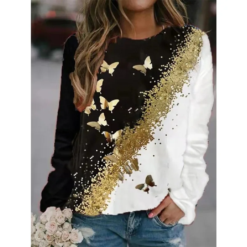 

Women Hoodies Autumn Casual Fashion Loose Long-Sleeve Print Ladies T-Shirt O-Neck Sweatshirts Pullovers Female Clothing New 2021