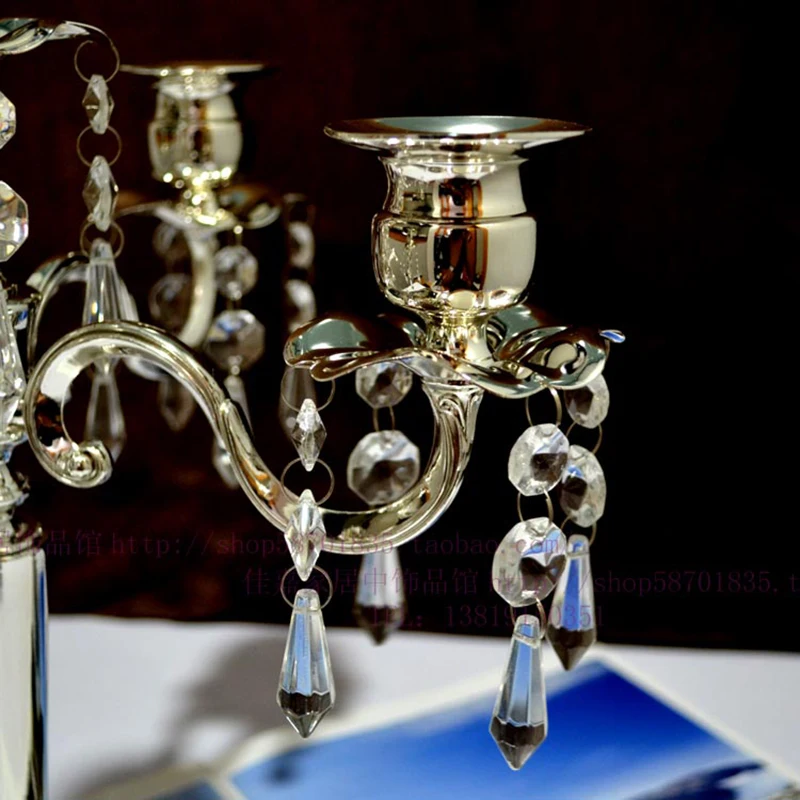 Креативный серебристый подсвечник с 5 рычагами металлический стеклянный
