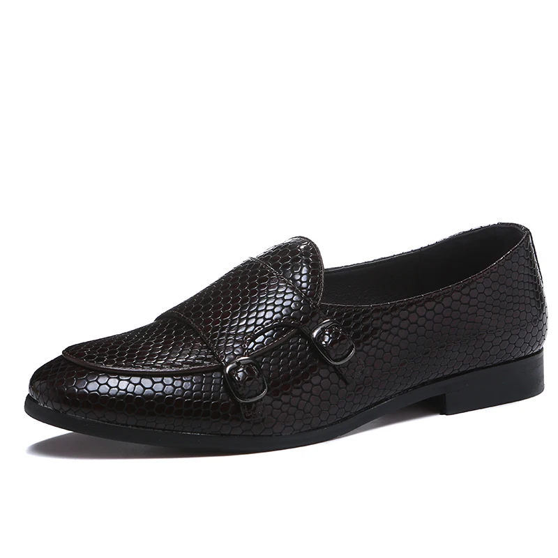 Повседневные Легкие мужские туфли без застежек со змеиным узором мокасин с