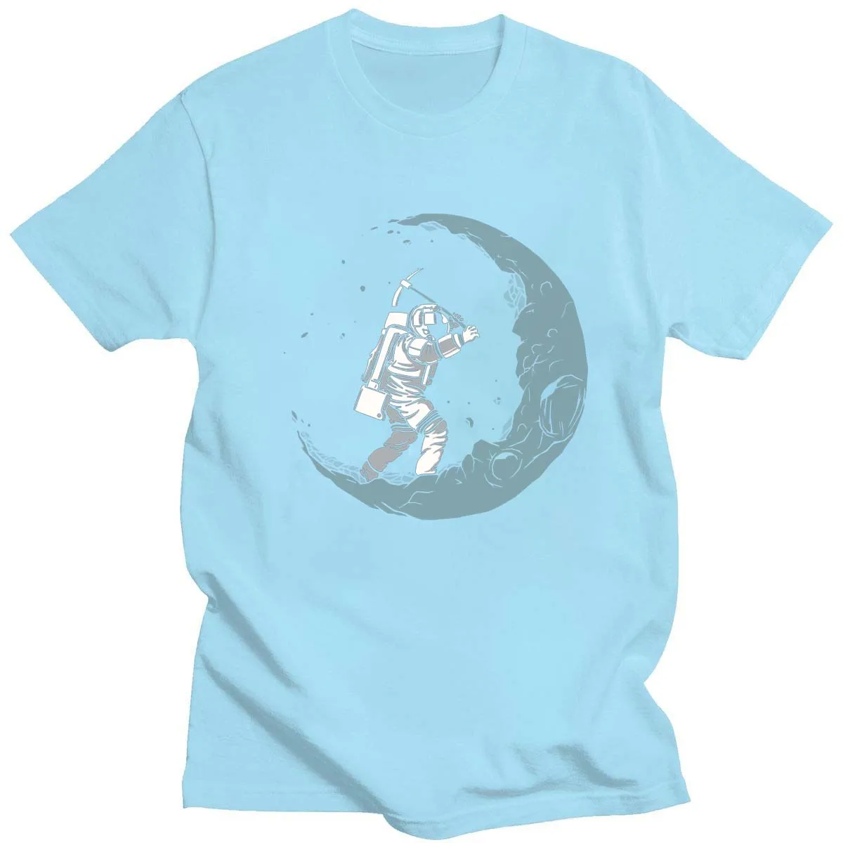 

100% Cato Digging The Moon Print Funny Man O-neck T-shirts Fashion Men Tops Men T-shirt Cool Men T-shirt Men Tea Shirts