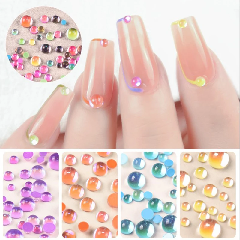 

2021 NEW 3D Nail Art Decorations Rhinestones Mermaid beads Strass Shiny light-sensitive crystal glass beads Manicure Decoration