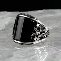black retro punk wind drop oil carved pattern mens and womens universal ring size 6 13