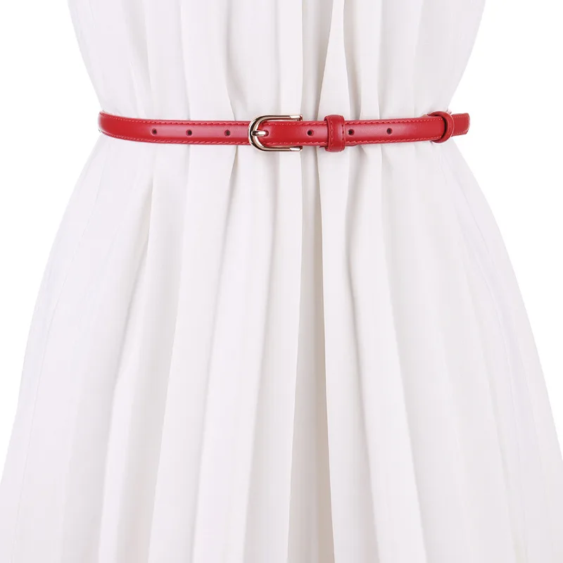 

2021 Fashion All-match Black Leather Thin Belt Female Decoration with Dress Simple Korean Suit White Small Belt