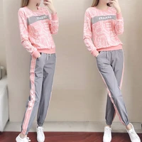 spring and autumn leisure sportswear set womens long sleeve capris two piece set