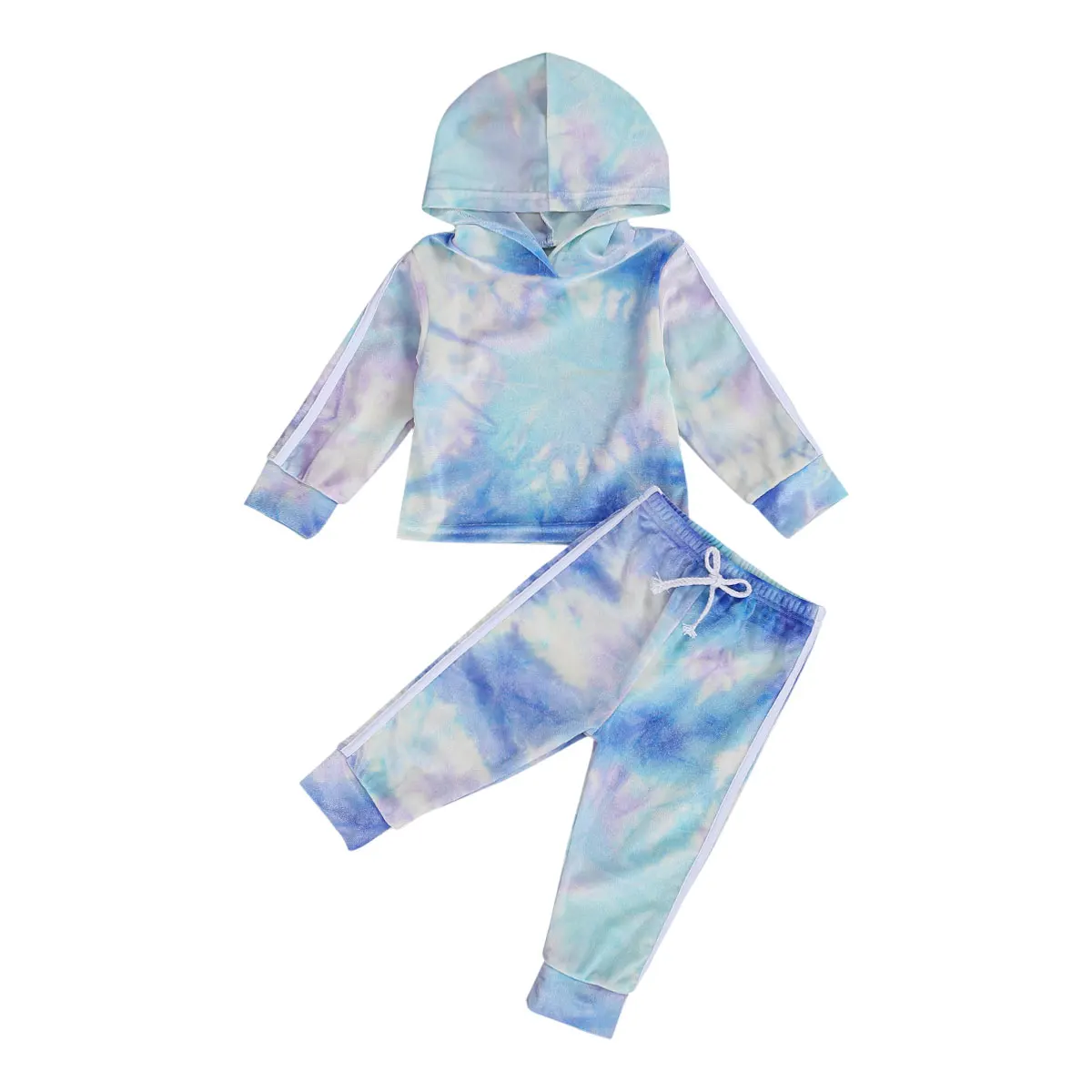 

0-24M Autumn Infant Baby Girls Boys Tie-Dye Clothing Set Long Sleeve Hooded Pullover Top + Pants Causal Outfits Clothes
