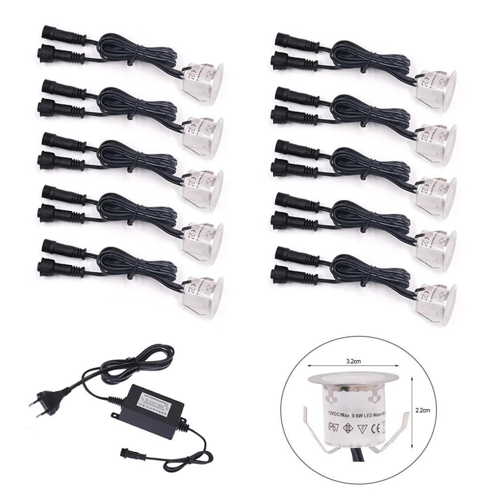 

Светодиодные фонари для палубы, 10 шт., SMD2835, 12 В, подземный светильник, настенный прожектор, IP67, водонепроницаемый садовый пейзаж, палубное освещение, ЕС/США/Великобритания/Австралия