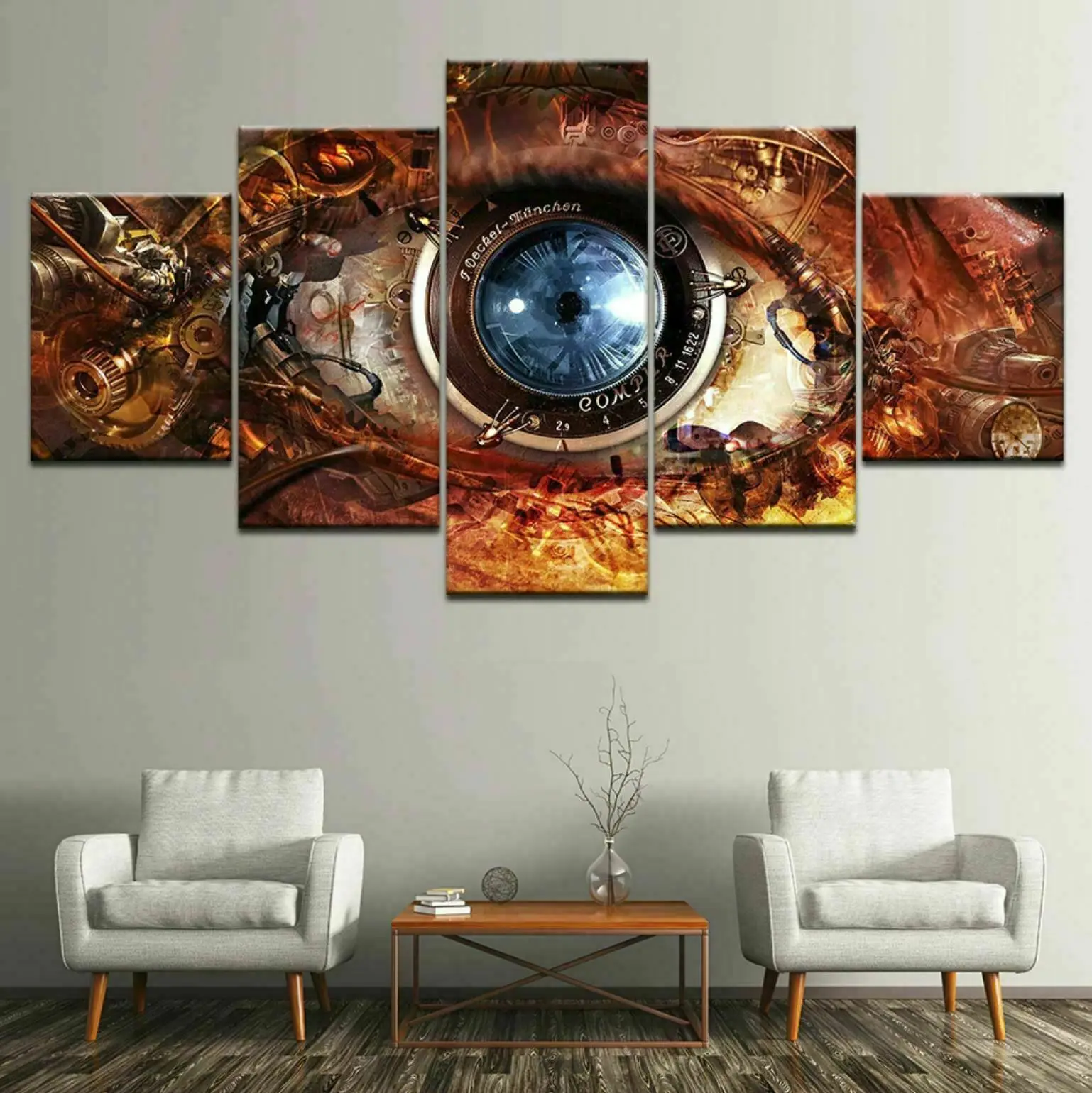 

5 Piece Steampunk Mechanical Eye Prints Wall Art Poster Modular Modern Canvas Pictures For Living Room Home Decor Painting Frame