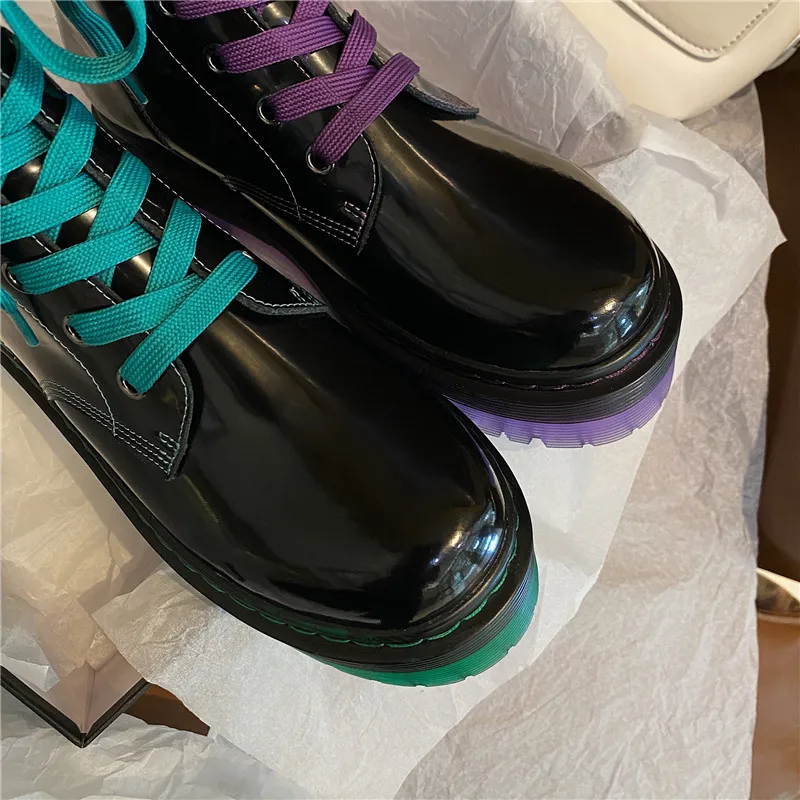 Murah Smirnova 2020 Besar Ukuran 34-42 Fashion Sepatu Bot Kulit Asli Sepatu Bot Med Sepatu Hak Round Toe Renda Kasual Untuk Wanita