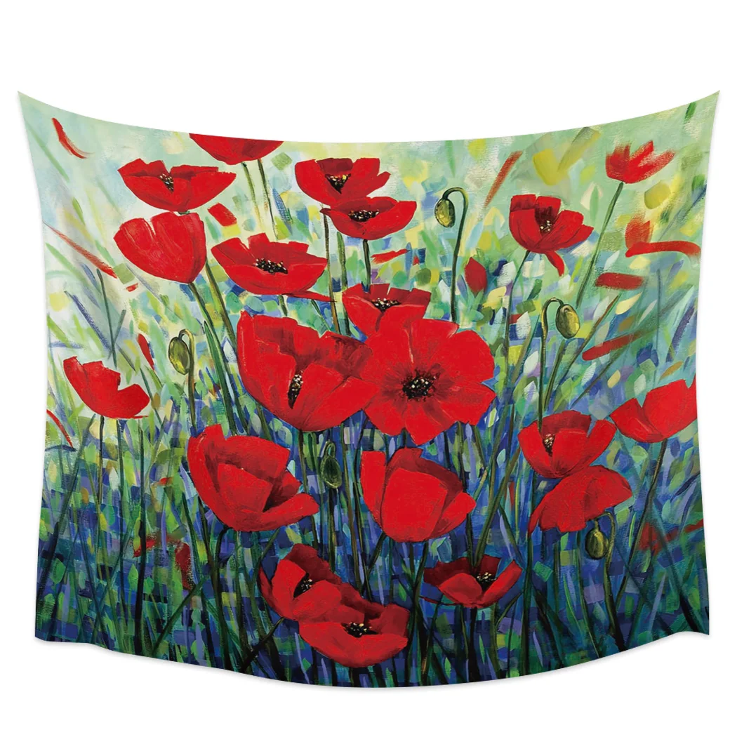 

Poppy Flower Oil Painting Wall Tapestry Home Wall Decor Tapestry Bedroom Tapestry Wall Hanging Picnic Mat Yoga Mat
